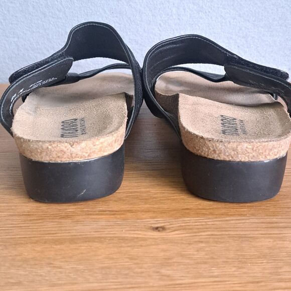 Munro Libra Women’s 8.5 Black Leather Strappy Slide Sandals Made in USA - Picture 3 of 10